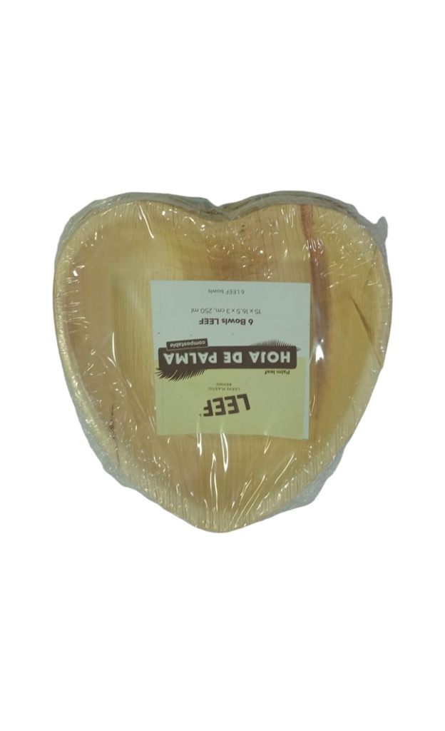 BOWL HOJA DE  PALMA  15 X16.5 X 3 DE CORAZON LEEF