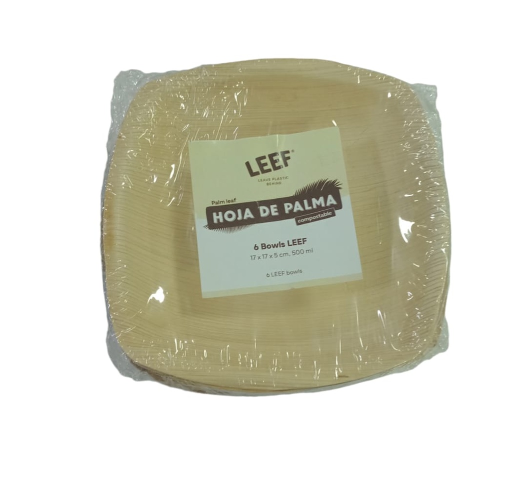 BOWL HOJA DE  PALMA 17 X 17 X 5  LEEF