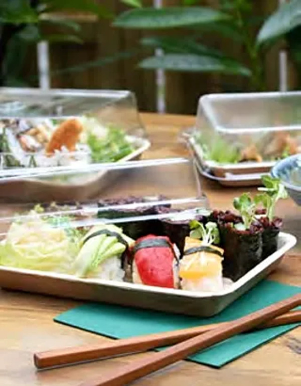 CONTENEDOR RECTANGULAR CON LOGO Y TAPA 20 X 14 X 5  LEEF